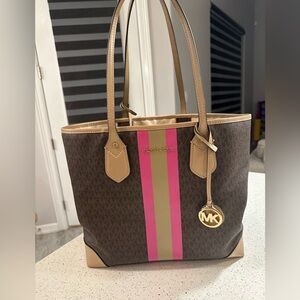 Michael Kors Eva Large Signature Logo Stripe Tote Bag